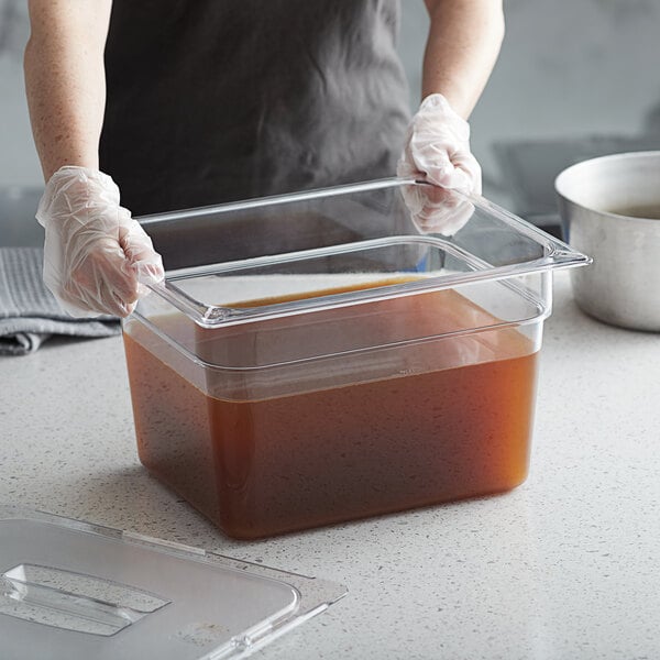 a plastic container on a counter