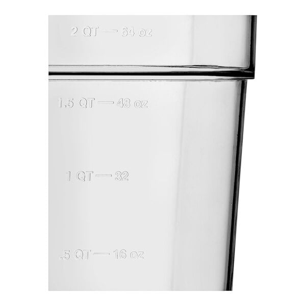 A close-up of a clear Vigor polycarbonate food pan.