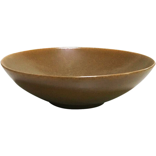 a brown bowl with a white background