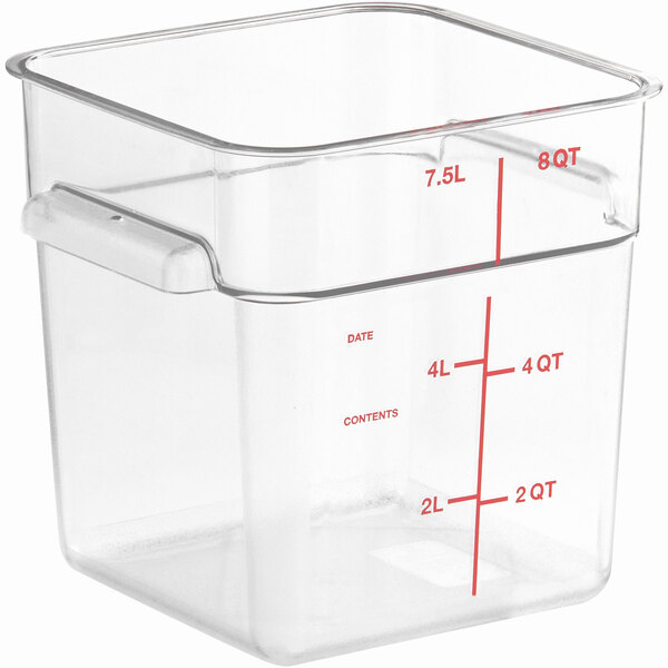 Vigor 8 Qt. Clear Square Polycarbonate Food Storage Container and