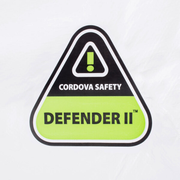 a green and black triangle with black text