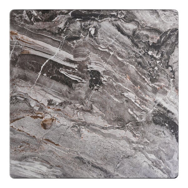 A square table top with a smooth Paladina finish featuring a gray and brown marble-like pattern.