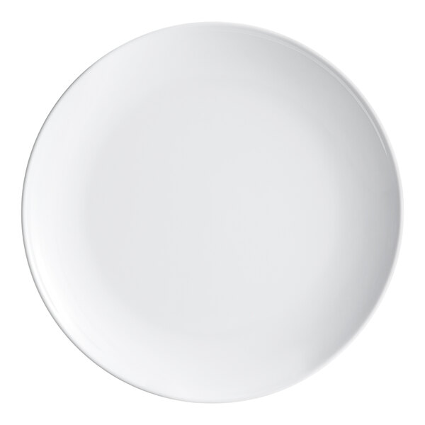A round white melamine plate.