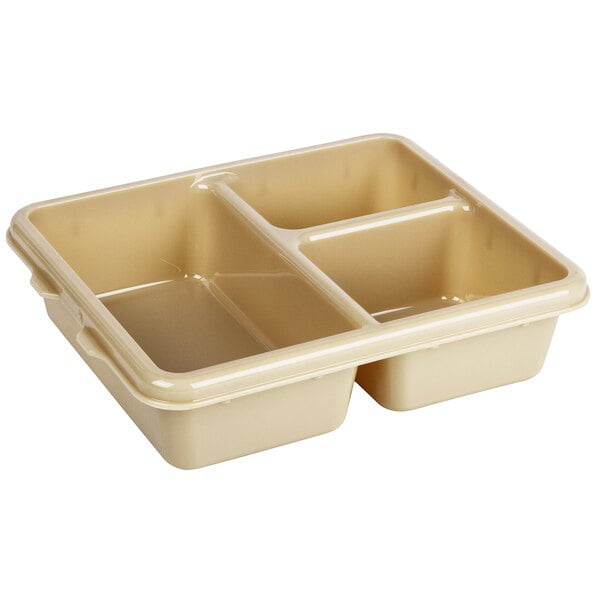 a plastic container with three compartments