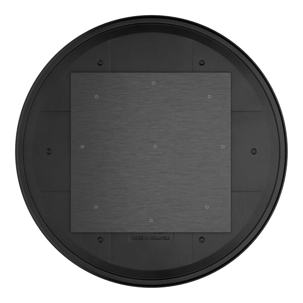A round table top with a textured dark finish and a central square mounting plate.