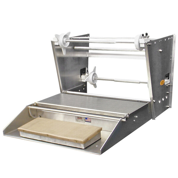 A Heat Seal 800A countertop wrapping machine with a white handle.