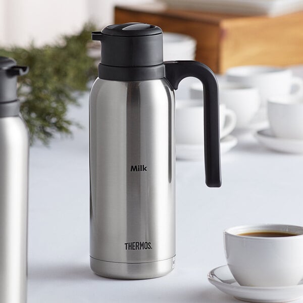 milk in stainless steel thermos