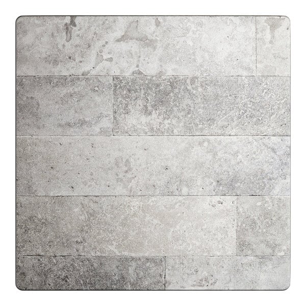A square 24-inch table top with a textured gray stone-like Toscano finish.