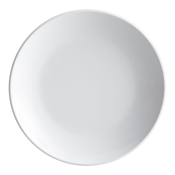 A round white melamine plate.