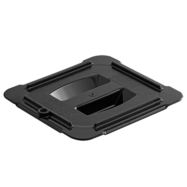 a black plastic container with a hole