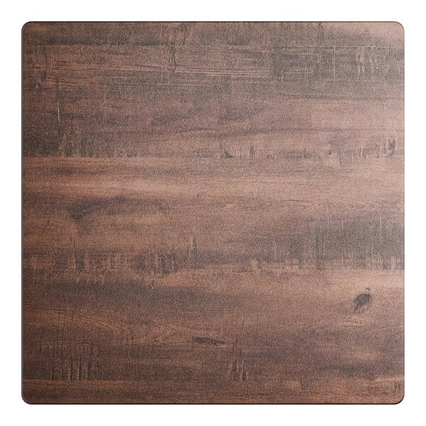 A square table top with a textured walnut finish.
