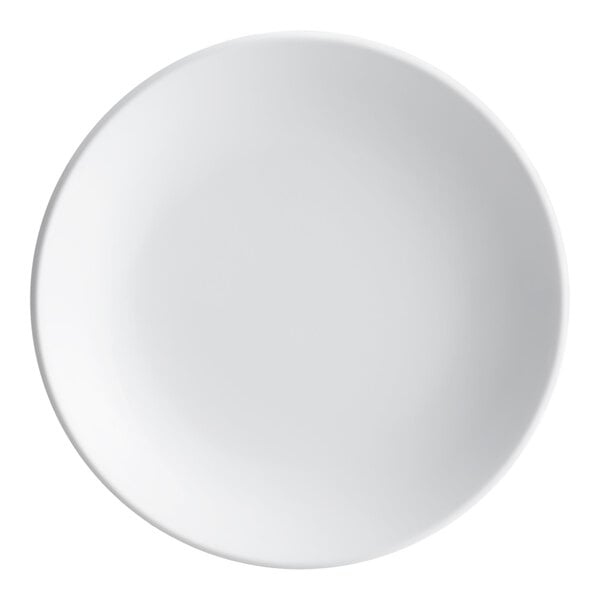 A round white melamine plate.