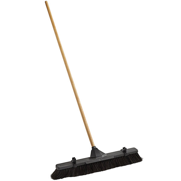 Rubbermaid 2039999 24" Plastic Push Broom with Fine Horsehair Bristles and Hardwood Handle