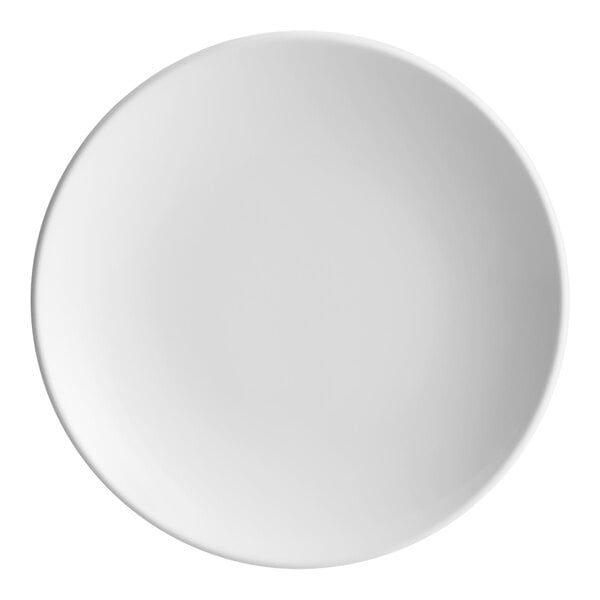 A round white melamine plate.