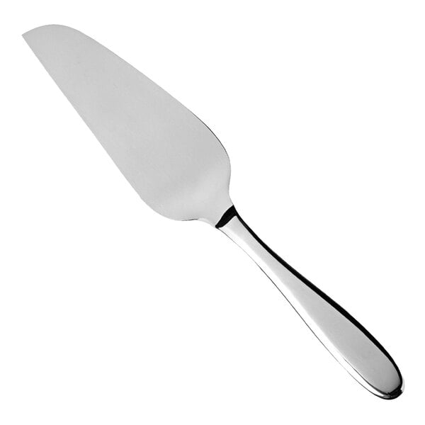 A Fortessa Grand City stainless steel cake server with a serrated edge.