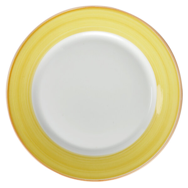 close-up of a yellow plate