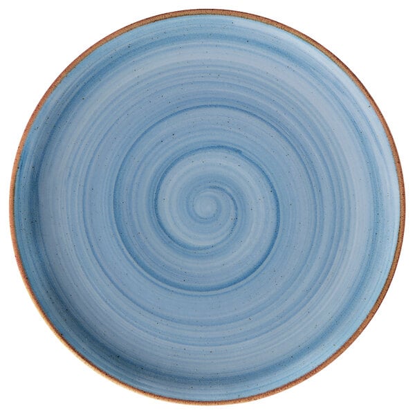 a close up of a blue and white swirl