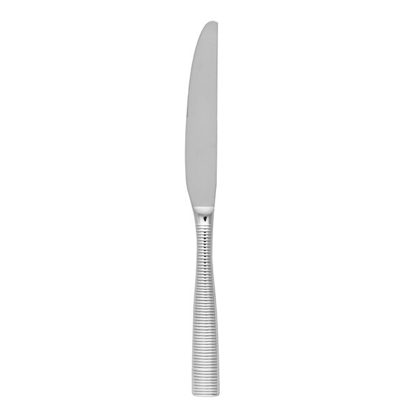 A Fortessa stainless steel dessert knife with a silver handle.