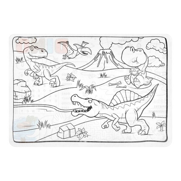 Choice 10" x 14" Kids Dinosaur Double Sided Interactive Placemat with 3 Pack Kids' Restaurant Crayons in Cello Wrap - 1,000/Case