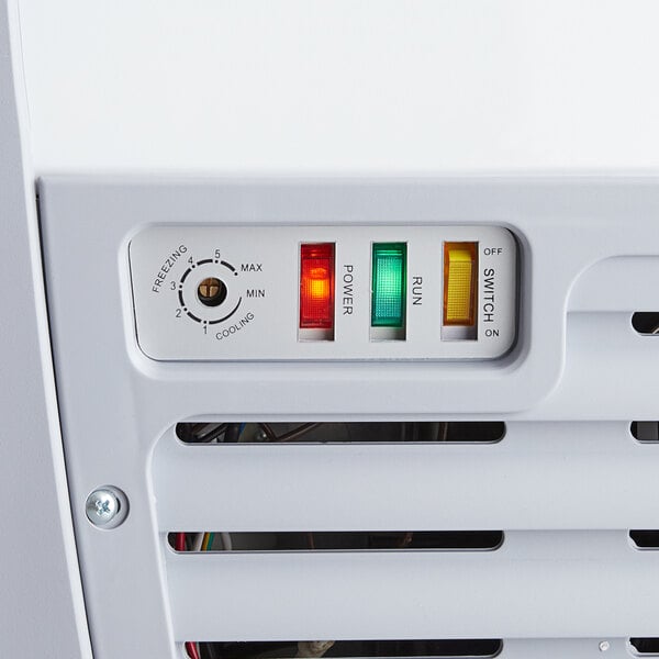 An Avantco flat top display ice cream freezer with a glass top.