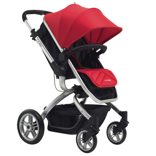 red and black stroller