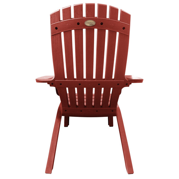 Grosfillex Us444748 Westport Barn Red Resin Stackable Outdoor Adirondack Chair