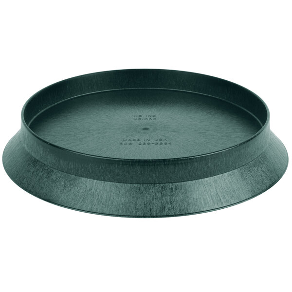 A black round pan with a lid on it.