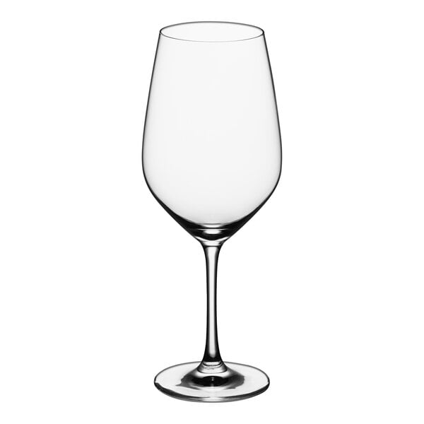 A clear Schott Zwiesel wine glass with a stem.