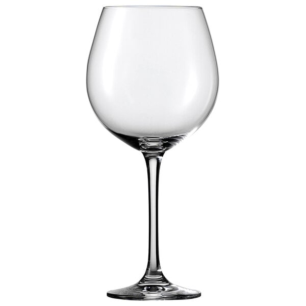 A Schott Zwiesel clear wine glass with a stem.