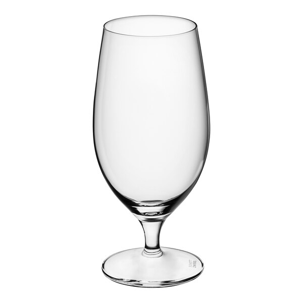 A Schott Zwiesel clear water goblet with a stem and base.