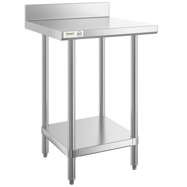 A Regency stainless steel work table with undershelf.