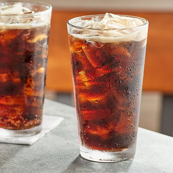Two glasses of Boylan Birch Beer with ice.