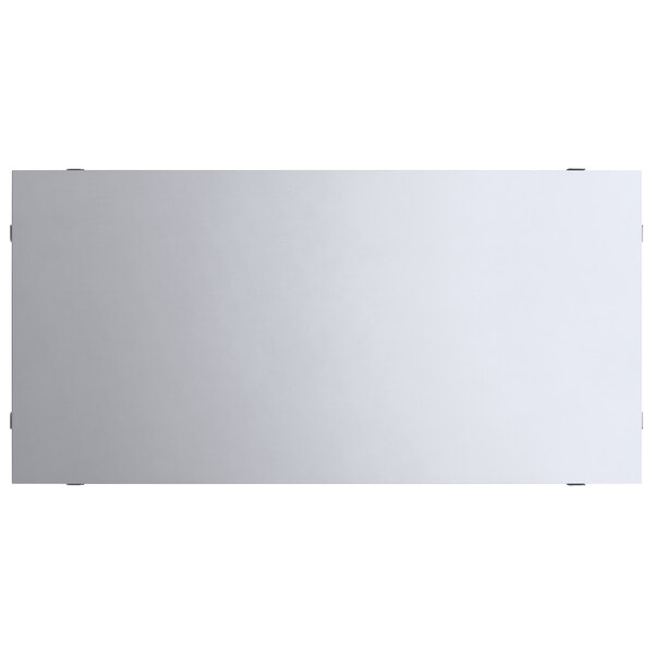 A white rectangular table with black corners and an undershelf.