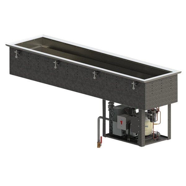 A Vollrath stainless steel drop-in refrigerated cold food well with a rectangular metal container inside.