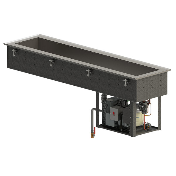 A Vollrath drop-in refrigerated cold food well with stainless steel pans in a metal frame.