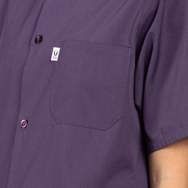 a close up of a purple shirt