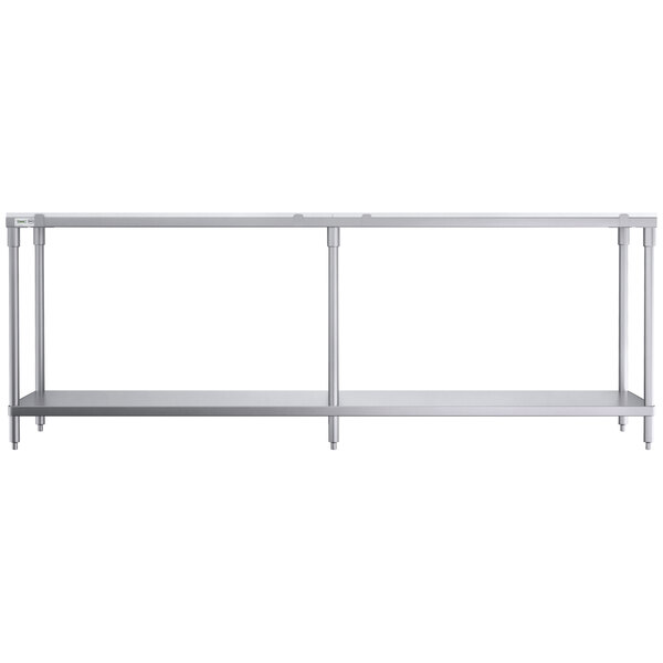 A Regency stainless steel poly top table with an undershelf.