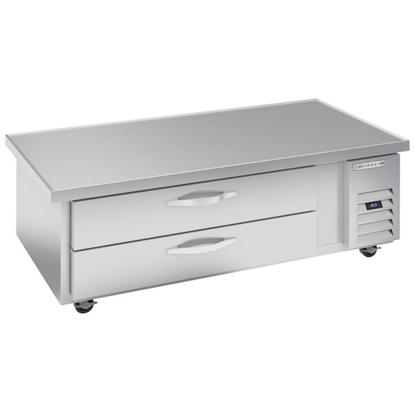 A Beverage-Air stainless steel chef base with two drawers.