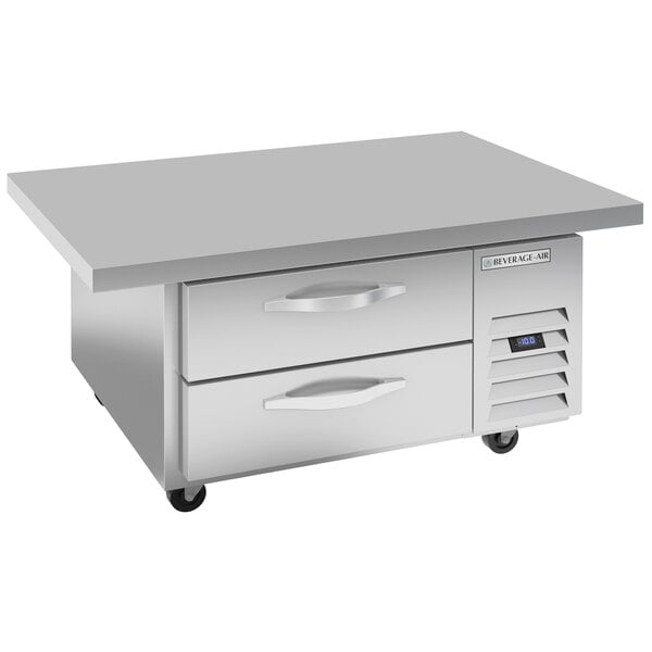 A Beverage-Air stainless steel commercial chef base with two drawers.