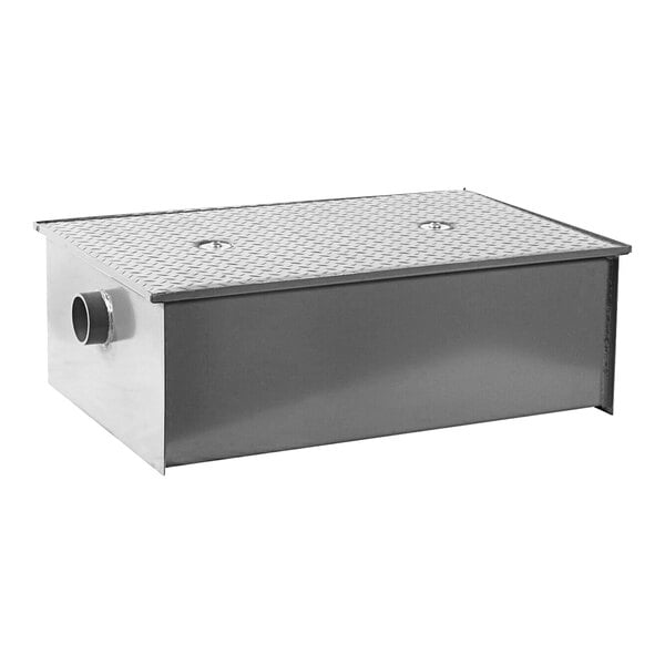 A white Watts low profile metal box with a lid.