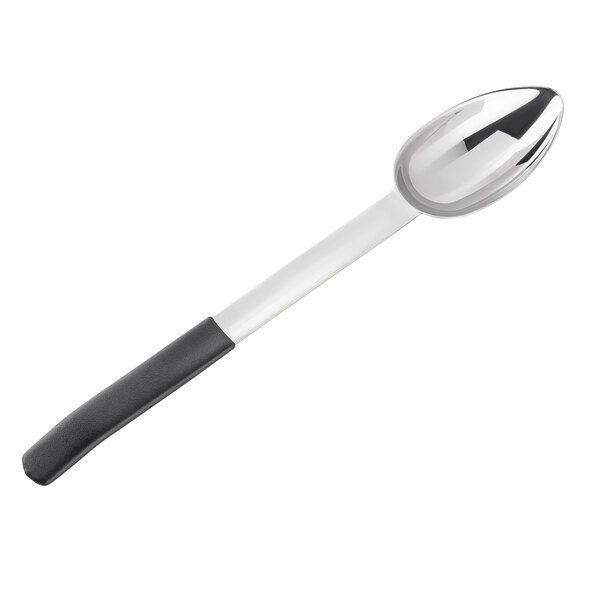 A Tablecraft stainless steel spoon with a black handle.