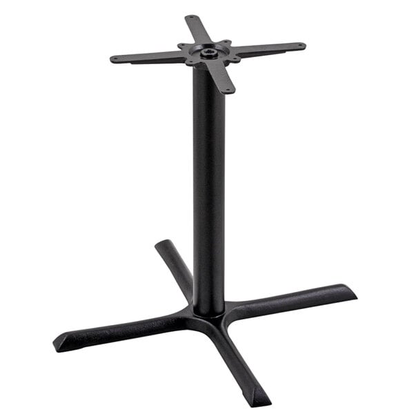 A black metal Holland Bar Stool outdoor table base with four legs.