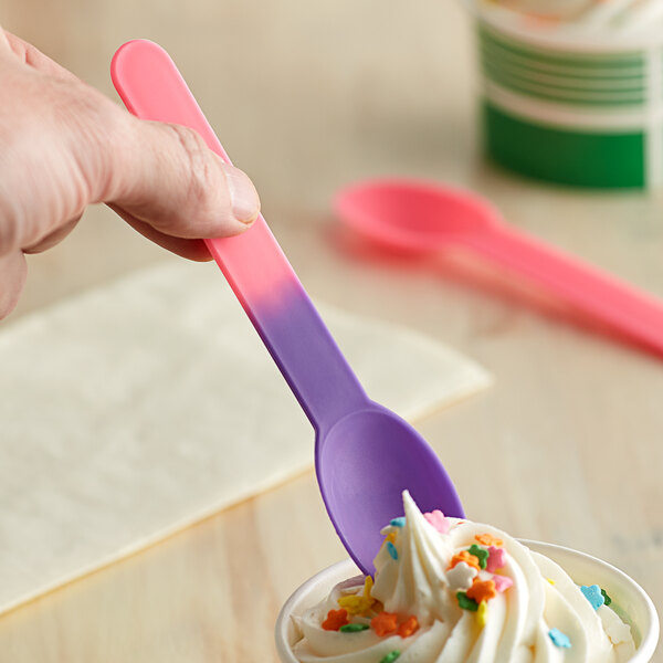 Pink to Purple ColorChanging Heavy Weight Frozen Yogurt Spoon 100/Pack