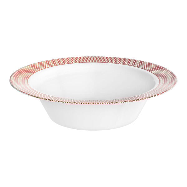 Visions 12 oz. White Plastic Bowl with Rose Gold Lattice Design - 15/Pack