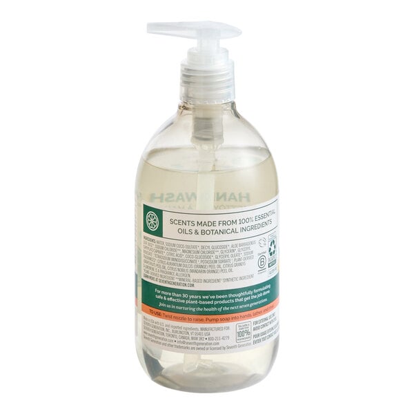 Seventh Generation 22925 Purely Clean 12 oz. Mandarin Orange & Grapefruit Hand Soap - 8/Case