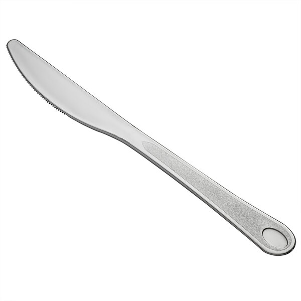 A silver Visions plastic knife with a handle.