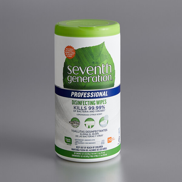 Seventh Generation 44753 Professional 70 Count Lemongrass Citrus Disinfecting Wipes 6 Case