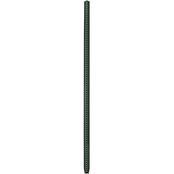A long thin metal green pole with holes.