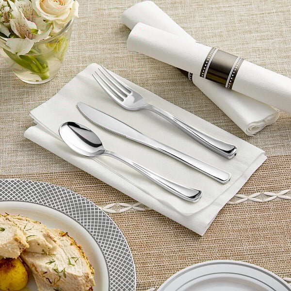 Silver look plastic cutlery shop