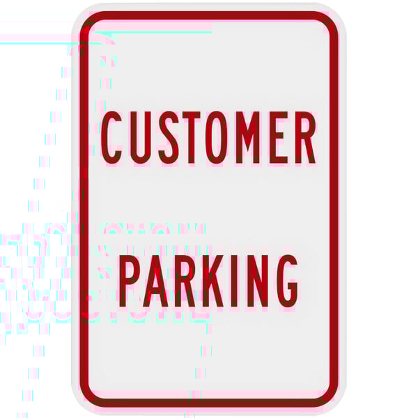 A red sign with white text that says "Customer Parking"
